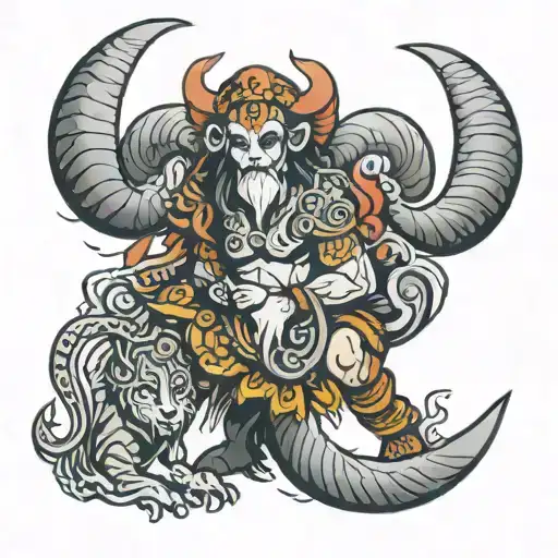 aries/ Nepal/ god of war tattoo design idea