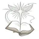 open bible with rays of light tattoo design idea