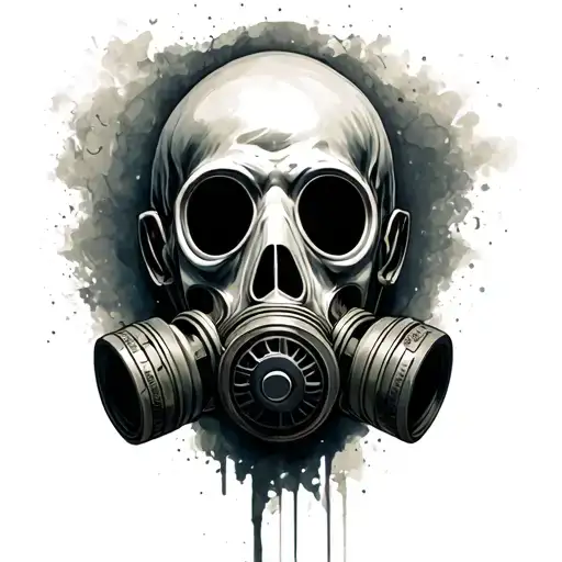 ghost with a toxic gas mask tattoo design idea