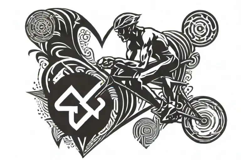 heart rate triathlon ironman tattoo design idea