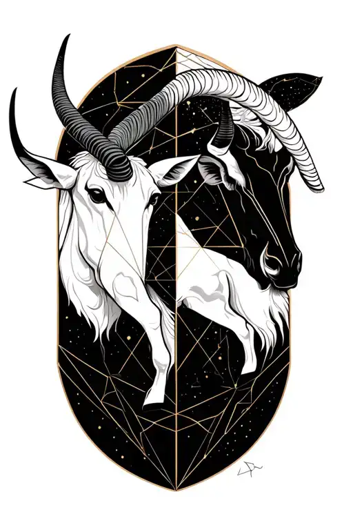 geometric taurus and capricorn constellation tattoo design idea