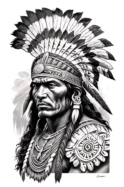taino indian warrior greek god tattoo design idea