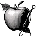 fishing hook with a apple tattoo design idea