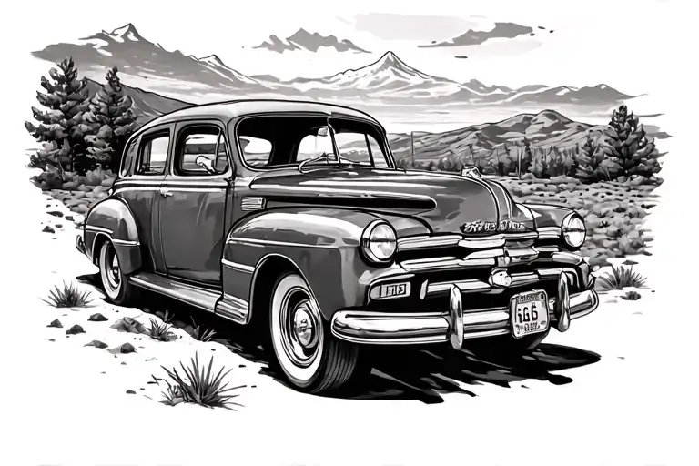 Route 66 road trip tattoo design idea
