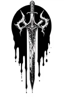long dagger behind the dark, covered blood, elf, mistic, dead head tattoo design idea