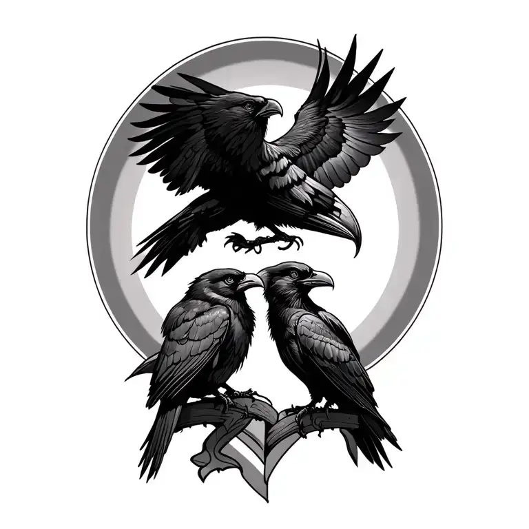 Ravens Huginn and Muninn tattoo design idea