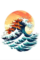 pacific ocean waves tattoo design idea