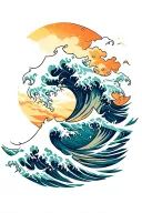 pacific ocean waves tattoo design idea