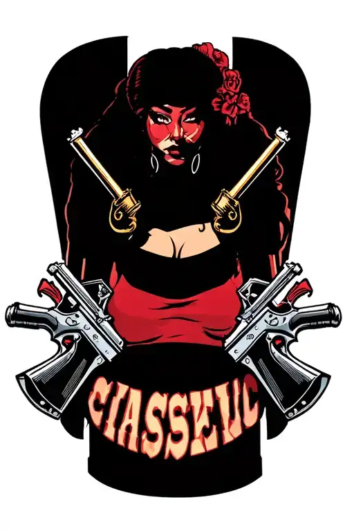 chicano gangster girl weapons gambling themed tattoo tattoo design idea