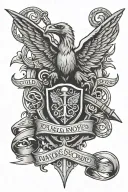 para special forces commando texted and symbol tattoo design idea