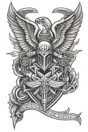 para special forces commando texted and symbol tattoo design idea