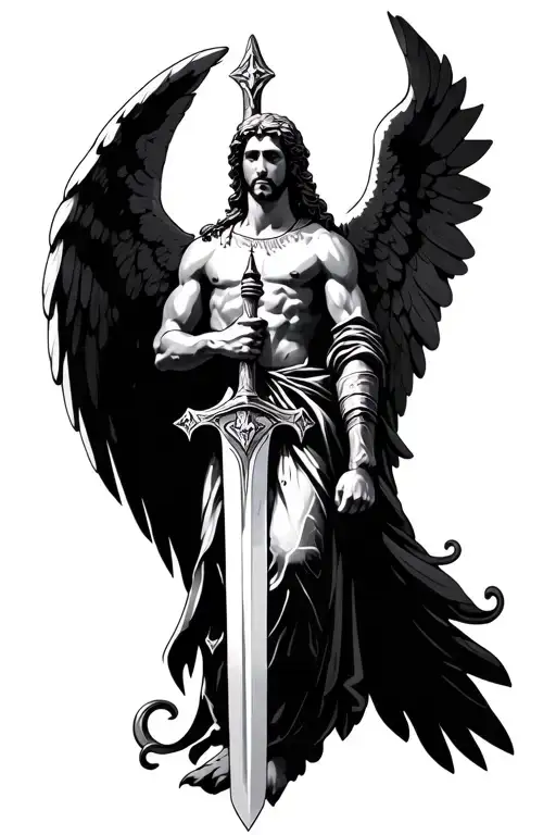 st. michael archangel michael sword tattoo design idea