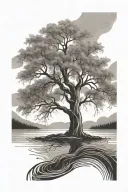 Willow tree and footprint tattoo design idea