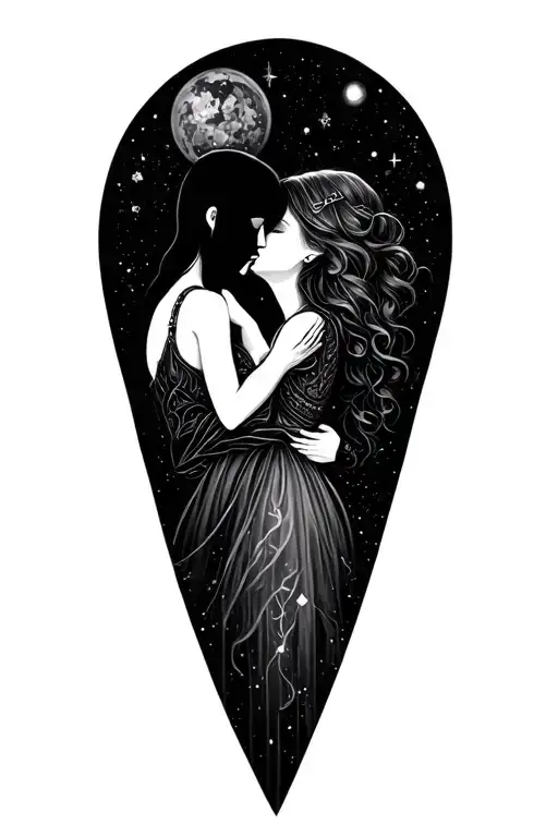 cosmic lovers tattoo design idea