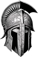 "Consilio Et Animis" spartan helmet adorned with symbols tattoo design idea