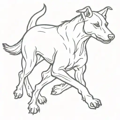 kelpie dog running simple tattoo design idea