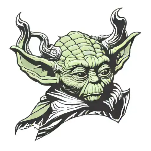 yoda with gladiators helmet tattoo design idea