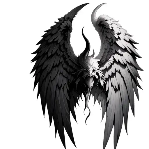 half angel and demon wing tattoo design idea