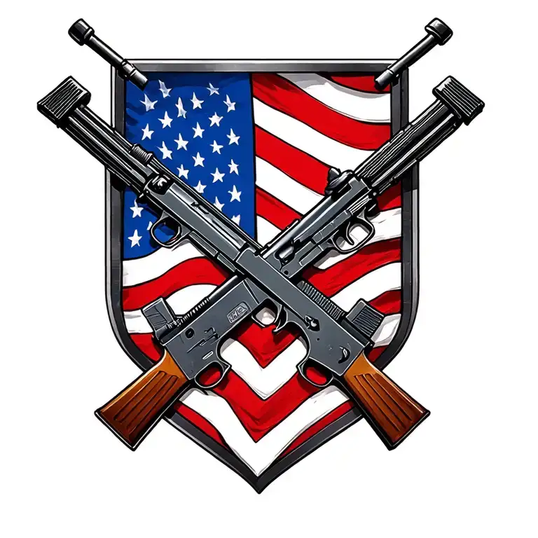 Incorporate the iconic symbol of the US Army infantry crossed rifles in a modern way. tattoo design idea