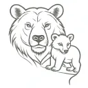 bear and lion cub tattoo design idea