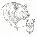bear and lion cub tattoo design idea