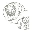 bear and lion cub tattoo design idea