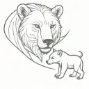 bear and lion cub tattoo design idea