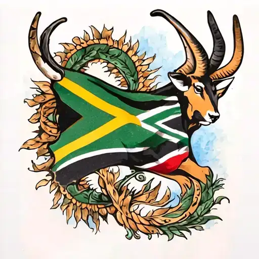springbok rugby tattoo with south african flag intertwined tattoo design idea