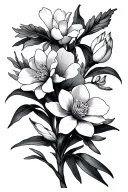 various cherry blossoms, iris flower and narcissus flower tattoo design idea