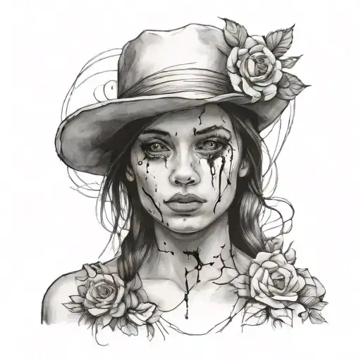 girl dead portrate tattoo design idea