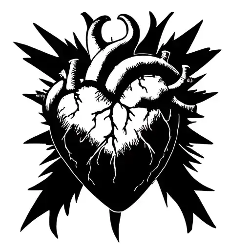 anal black heart outline tattoo design idea