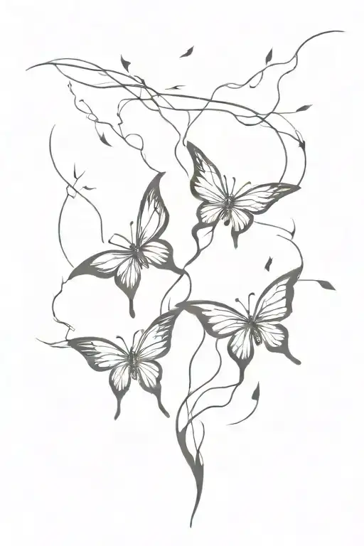 lightning bolts with butterflies intertwined tattoo design idea