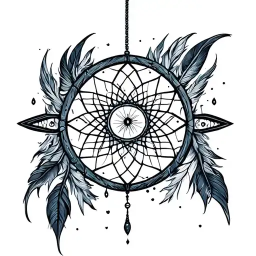 dream catcher, elements fire water air wind tattoo design idea