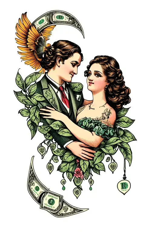 money,immortality, love for parents tattoo design idea
