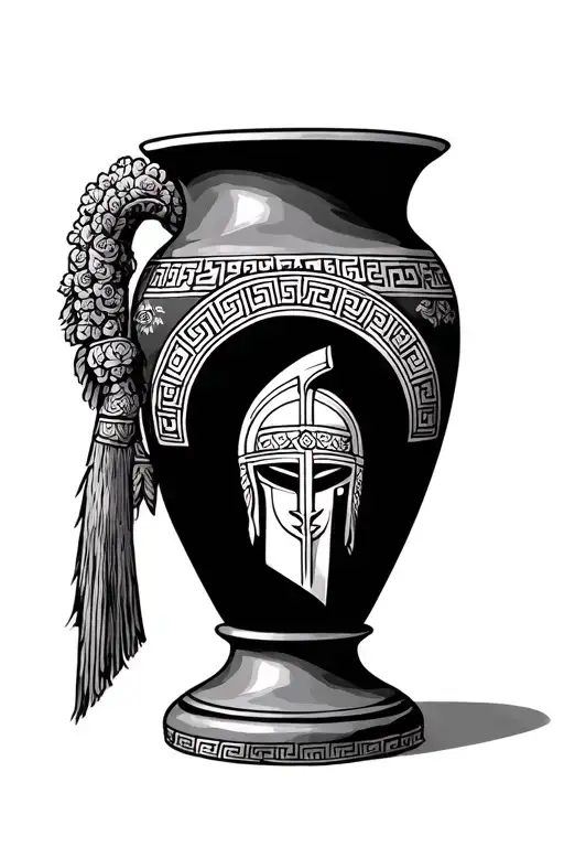 chinese vase greek spartan tattoo design idea