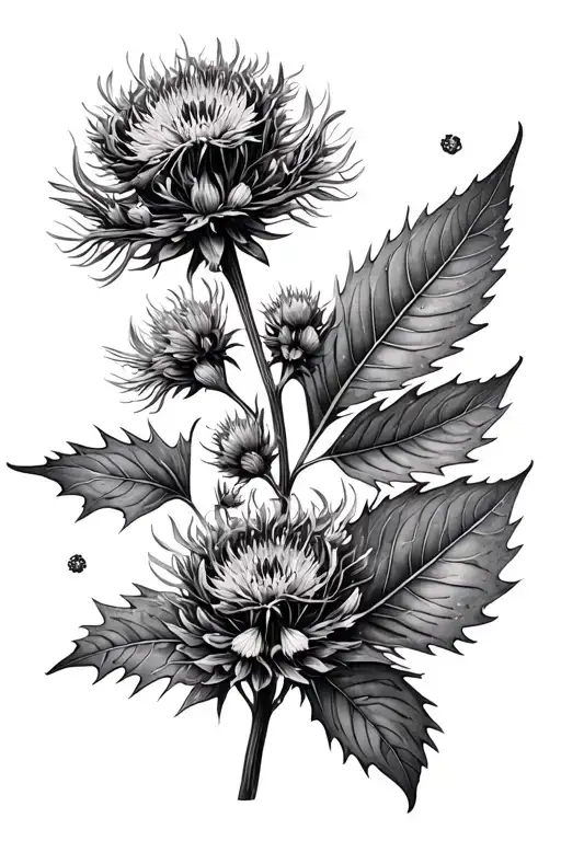 sea holly and film strip winding tattoo design idea