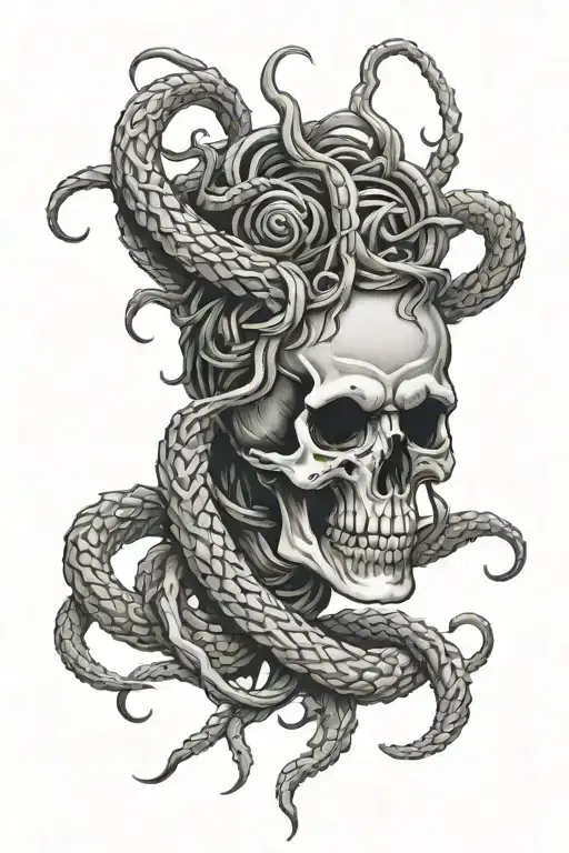 medusa thorn snake skeleton gothic tattoo design idea