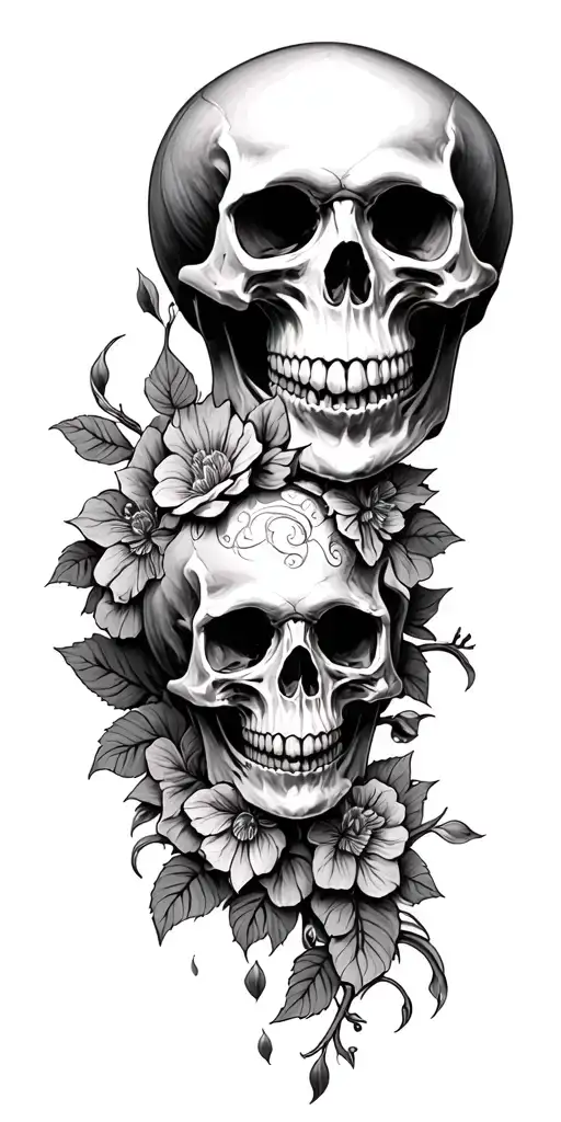 skull with smalelr skulls , filagree tattoo design idea