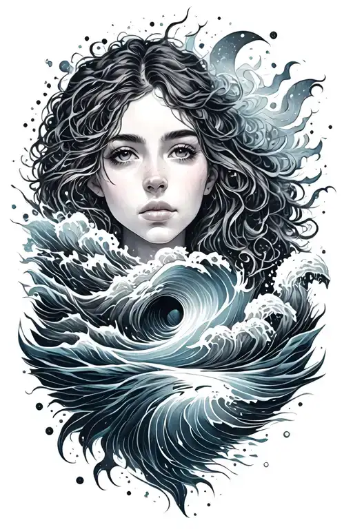 cosmic tides tattoo design idea