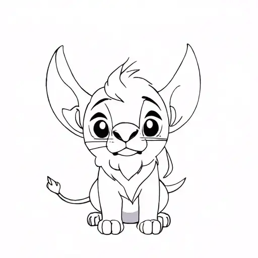 stitch with lion king theme tattoo design idea