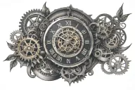 CLOCK MOON COMPASS AND GEARS tattoo design idea