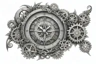 CLOCK MOON COMPASS AND GEARS tattoo design idea