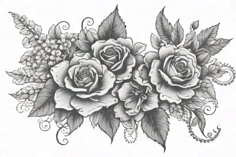 lace and flowers tattoo design idea