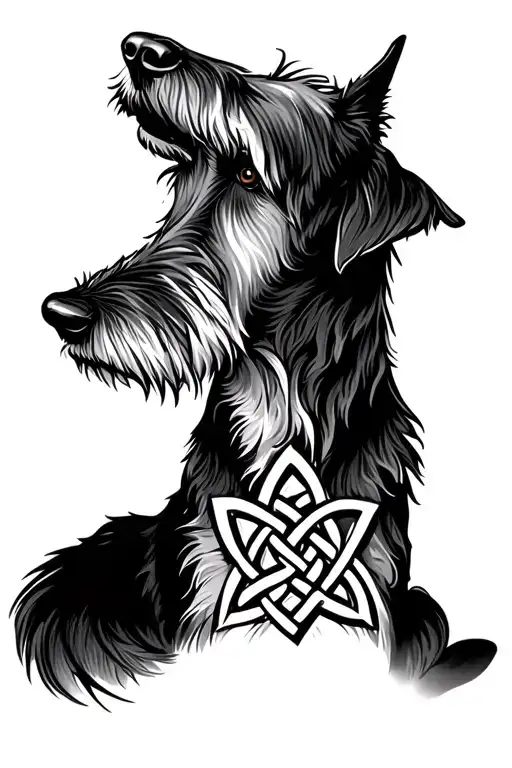 Irish wolfhound dog with Celtic knot tattoo design idea