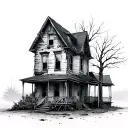 abandoned house tattoo design idea