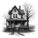 abandoned house tattoo design idea