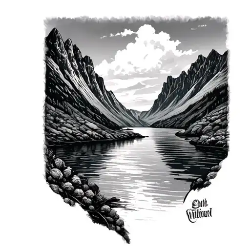 tattoo representing the lake district and the norweign fjords  tattoo design idea