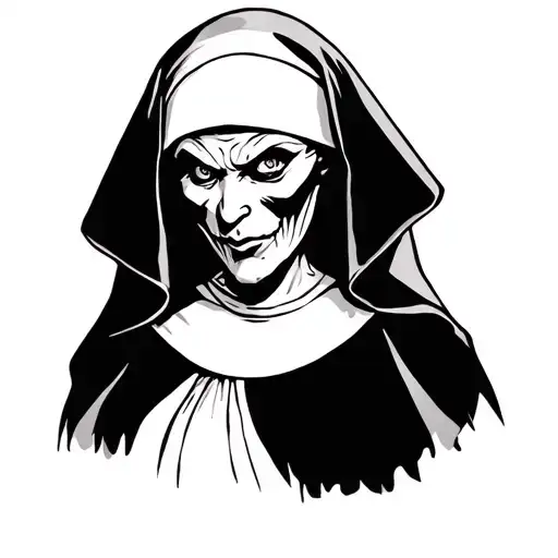 evil nun horny tattoo design idea