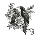 crow's and scorpion with roses   tattoo design idea