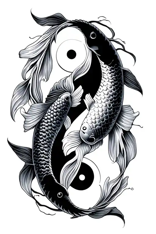 koi fish ying and yang fish one on each hip tattoo design idea